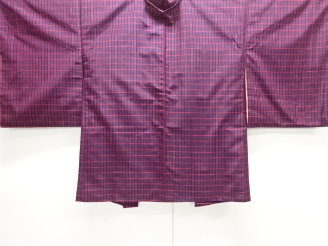 JAPANESE KIMONO / HAORI / SILK / YONEZAWA TSUMUGI / WOVEN GRID